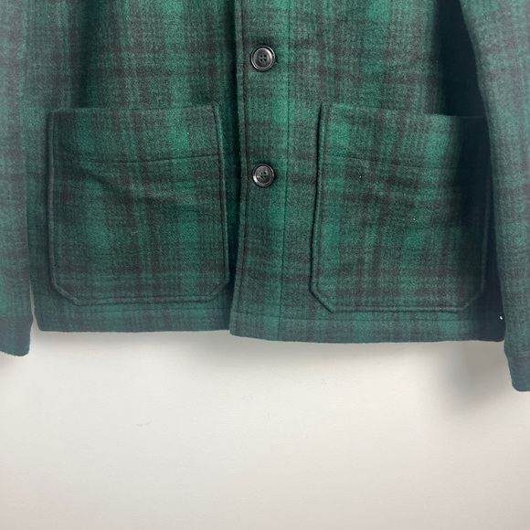 NEW PIOMBO Men's Size Large Green & Black Plaid Flannel Shacket Jacket Pockets - Picture 5 of 9
